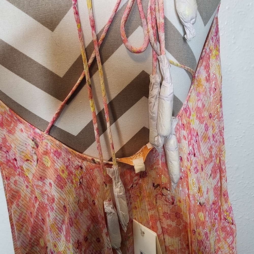 ROCOCO SAND FAYE Maxi Dress in Peach & Butter Yellow Size S - Picture 9 of 10